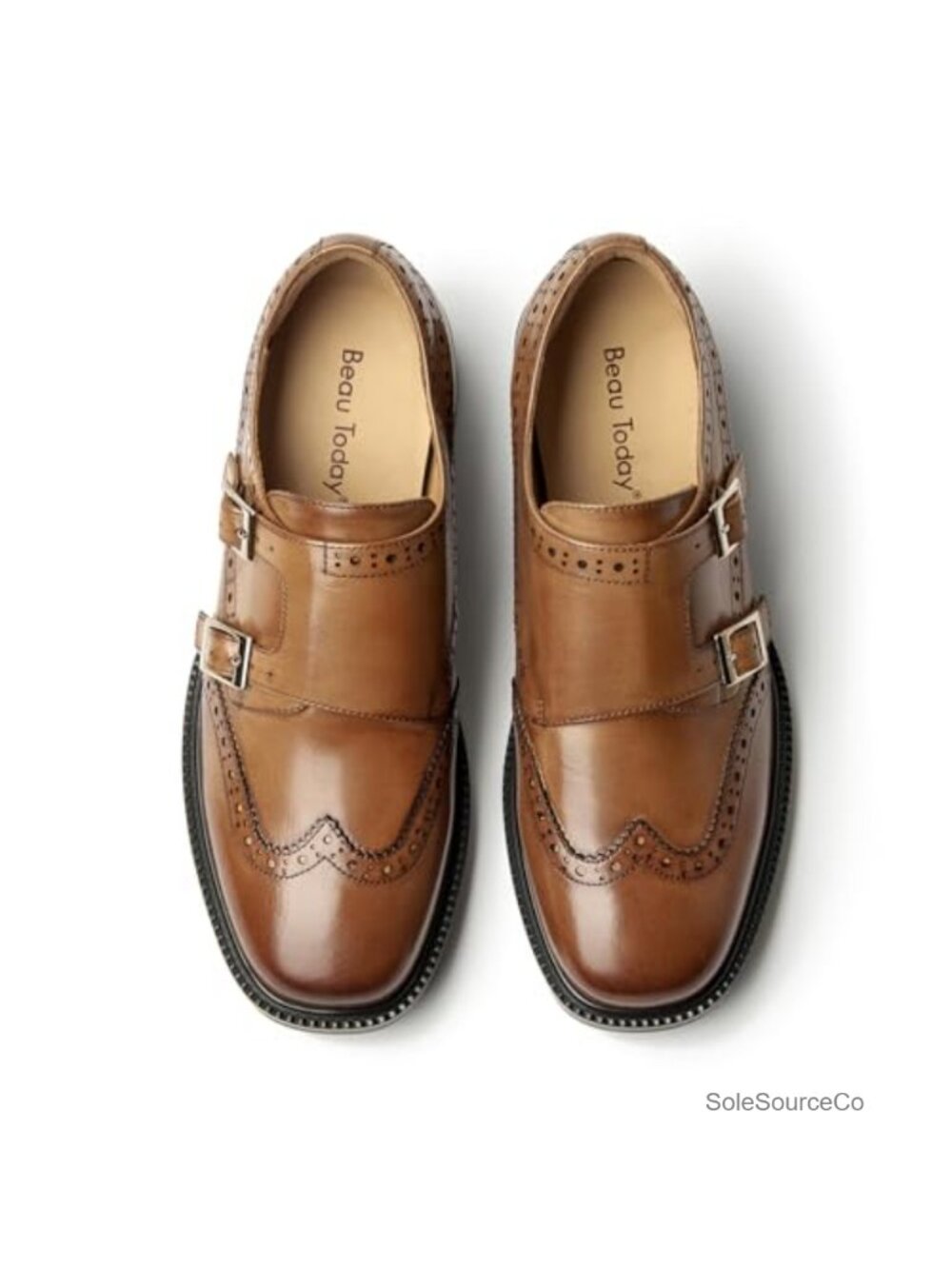 Monk Strap Loafers Cap Toe Wingtip Brogue Leather Women Shoes
